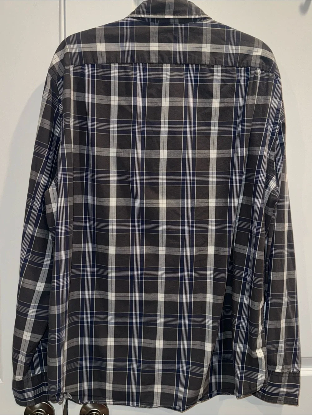 J. Crew Men's Plaid Button-Down Shirt in Gray, Blue & White